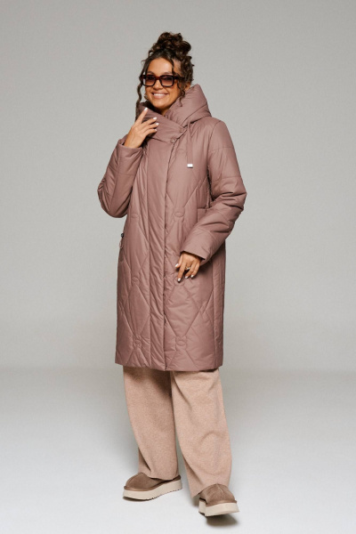 Пальто демисезонное прямого кроя из плащевки Beautiful&Free 6233 карамель - фото 3