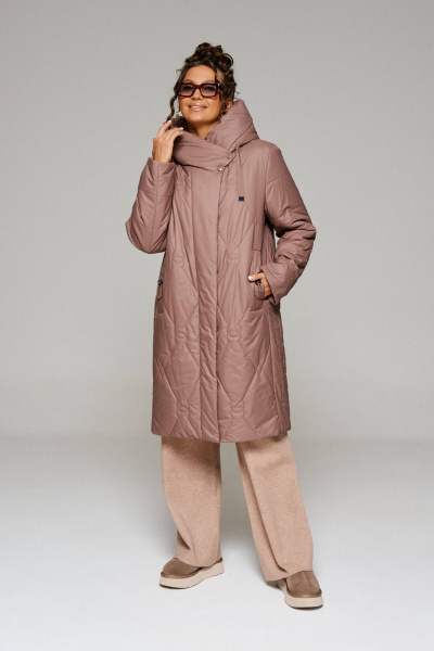 Пальто демисезонное прямого кроя из плащевки Beautiful&Free 6233 карамель - фото 1