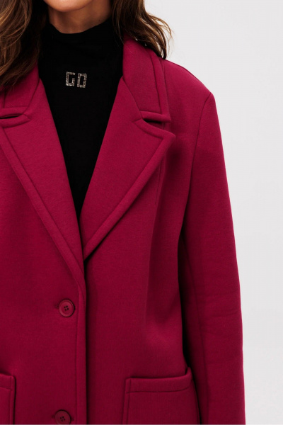 Красный жакет стильного кроя из трикотажа для делового образа GO F4095/12-01.164 вишня - фото 2