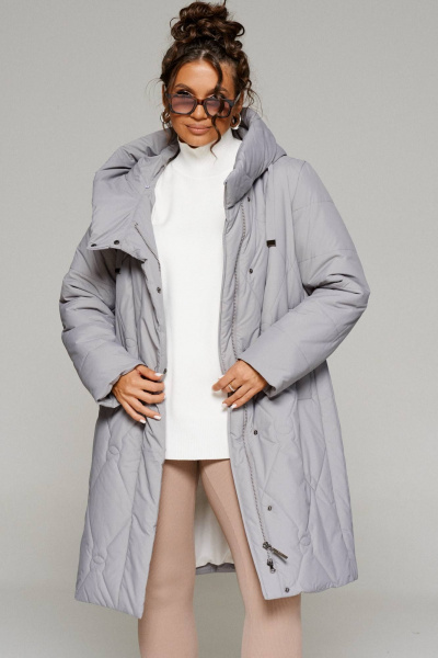 Пальто демисезонное прямого силуэта из плащевки Beautiful&Free 6233 светло-серый - фото 10