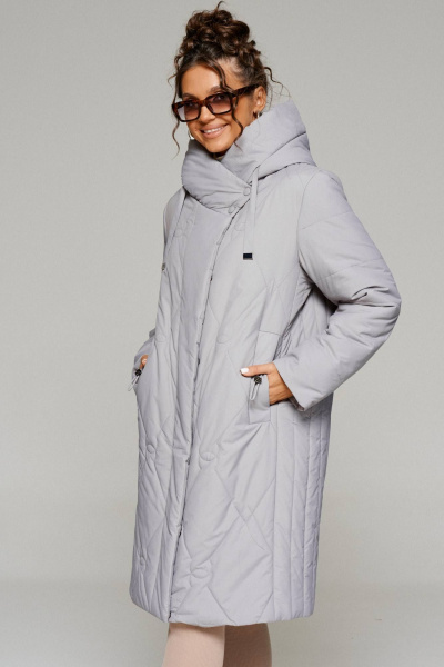 Пальто демисезонное прямого силуэта из плащевки Beautiful&Free 6233 светло-серый - фото 2