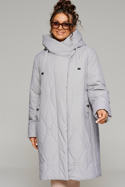 Пальто демисезонное прямого силуэта из плащевки Beautiful&Free 6233 светло-серый - фото 1