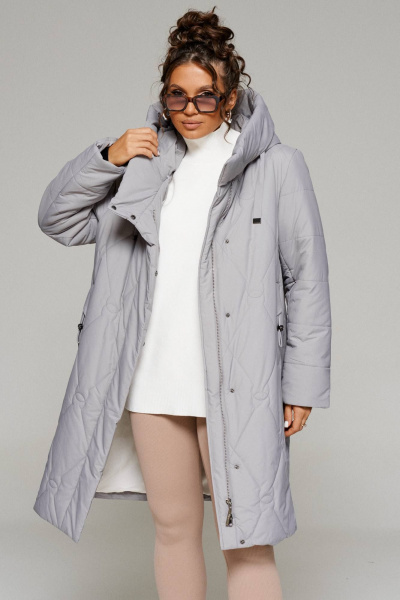 Пальто демисезонное прямого силуэта из плащевки Beautiful&Free 6233 светло-серый - фото 4