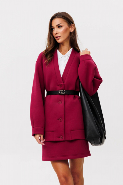 Кардиган с юбкой из хлопка и трикотажа для демисезона GO f7092/12-01.164 вишня - фото 5