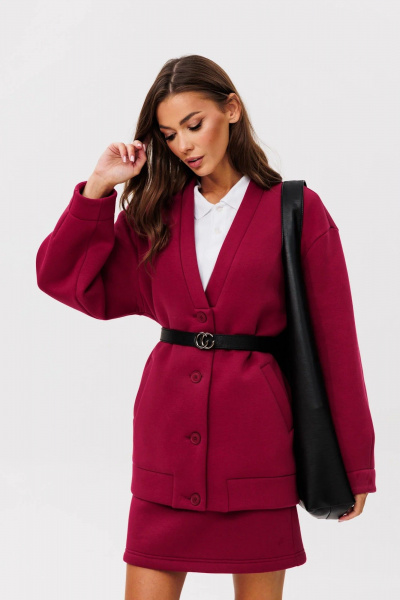 Кардиган с юбкой из хлопка и трикотажа для демисезона GO f7092/12-01.170 вишня - фото 3