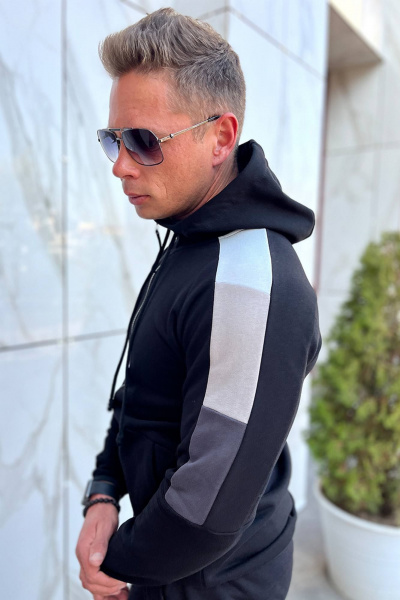 Черное спортивное худи с регланом из трикотажа ТОЧНО 151-3 черный - фото 3