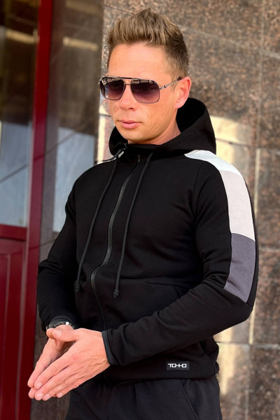 Черное спортивное худи с регланом из трикотажа ТОЧНО 151-3 черный - фото 2