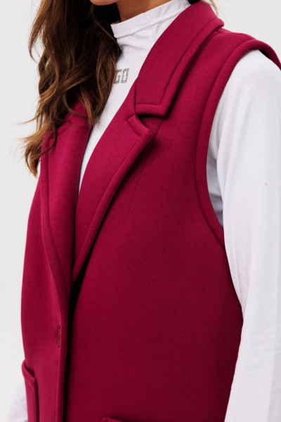 Костюм с жилетом и юбкой из хлопка для демисезона GO f7094/12-01.164 вишня - фото 5