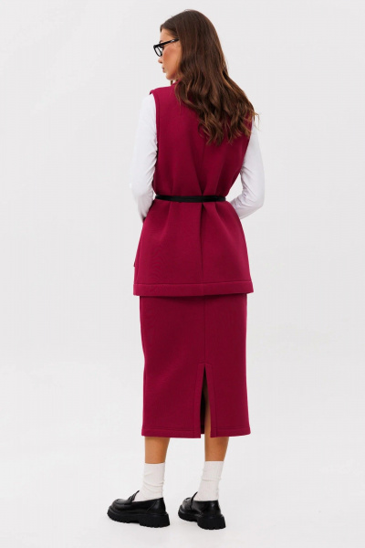 Костюм с жилетом и юбкой из хлопка для демисезона GO f7094/12-01.164 вишня - фото 4
