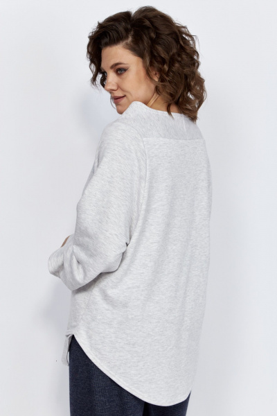 Блуза и брюки из трикотажа с защипами и логотипом Anastasia 1164 меланж/синий - фото 19