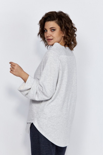 Блуза и брюки из трикотажа с защипами и логотипом Anastasia 1164 меланж/синий - фото 18