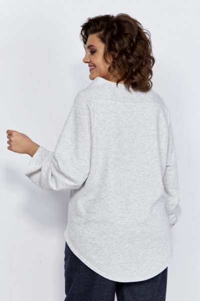 Блуза и брюки из трикотажа с защипами и логотипом Anastasia 1164 меланж/синий - фото 17