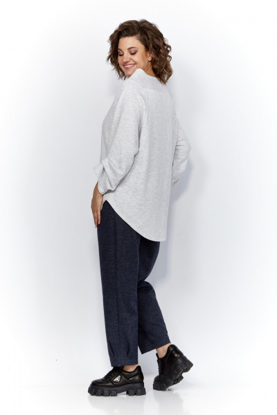 Блуза и брюки из трикотажа с защипами и логотипом Anastasia 1164 меланж/синий - фото 16