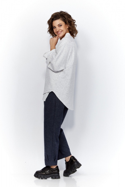 Блуза и брюки из трикотажа с защипами и логотипом Anastasia 1164 меланж/синий - фото 15