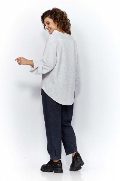 Блуза и брюки из трикотажа с защипами и логотипом Anastasia 1164 меланж/синий - фото 14