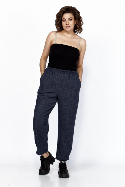 Блуза и брюки из трикотажа с защипами и логотипом Anastasia 1164 меланж/синий - фото 20