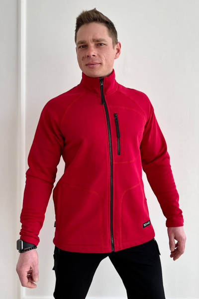 Демисезонный спортивный джемпер красный из хлопка ТОЧНО 196-3 красный - фото 2