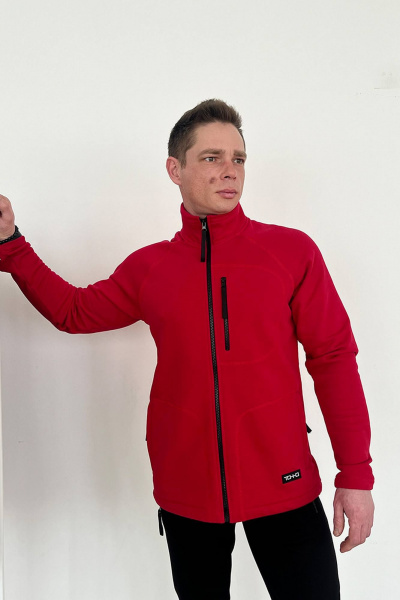 Демисезонный спортивный джемпер красный из хлопка ТОЧНО 196-3 красный - фото 1