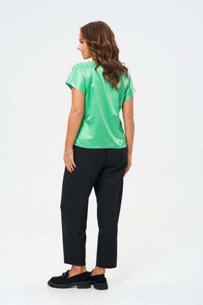 Зеленая блузка из премиального атласа со спущенным плечом Anastasia 817.1 неоновый_зеленый - фото 9