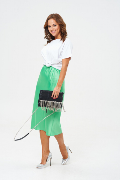 Юбка трапециевидная из атласа на резинке Anastasia 817.2 неоновый_зеленый - фото 7