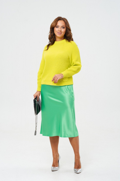 Юбка трапециевидная из атласа на резинке Anastasia 817.2 неоновый_зеленый - фото 5