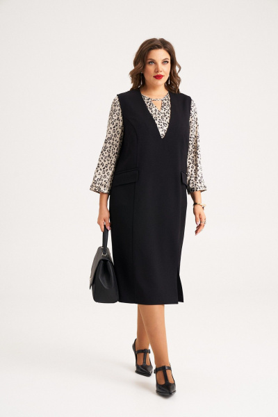 Деловой комплект блуза и сарафан с принтом и карманами Almirastyle 402 - фото 2