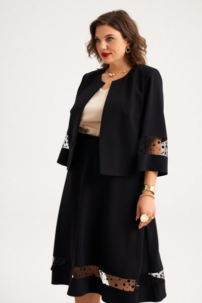 Элегантный костюм жакет и юбка со вставками из сетки Almirastyle 394 - фото 2