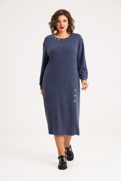 Миди платье с декоративными пуговицами и спущенными плечами Almirastyle 396 - фото 2