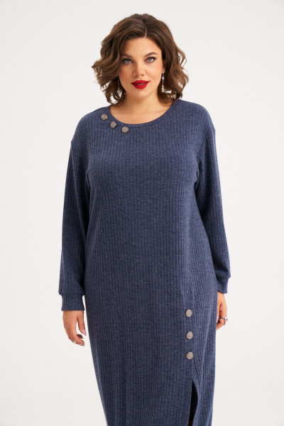 Миди платье с декоративными пуговицами и спущенными плечами Almirastyle 396 - фото 1