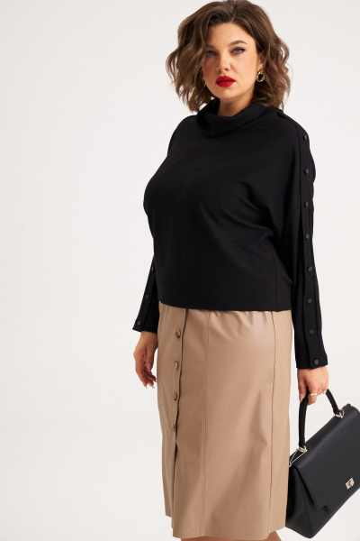 Комплект из трикотажного джемпера и юбки из эко-кожи Almirastyle 400 - фото 3