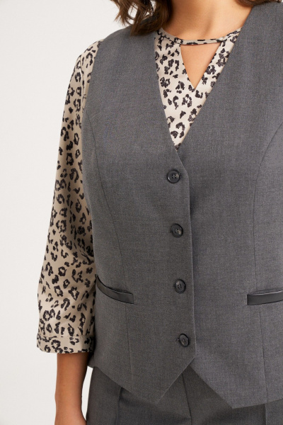 Брючный костюм из костюмной ткани с жилетом и широкими брюками Almirastyle 406 - фото 6