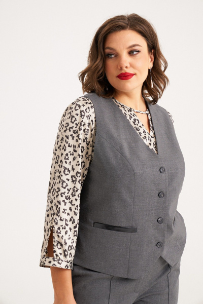 Брючный костюм из костюмной ткани с жилетом и широкими брюками Almirastyle 406 - фото 5