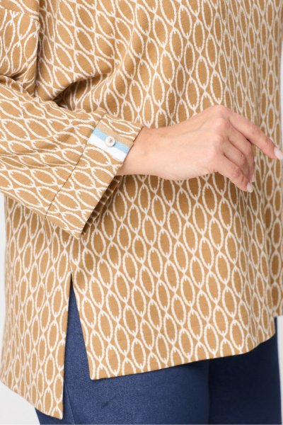 Джемпер свободного силуэта на вязке с воротником-хомут Michel chic 787 экрю - фото 7