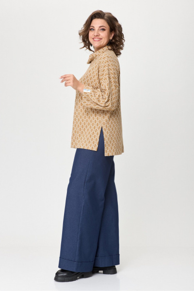 Джемпер свободного силуэта на вязке с воротником-хомут Michel chic 787 экрю - фото 4