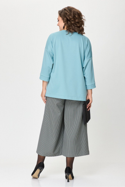 Джемпер и кюлоты в демисезонном костюме в клетку Michel chic 1362/1 голубой,клетка - фото 7