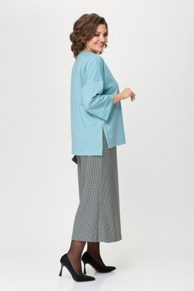 Джемпер и кюлоты в демисезонном костюме в клетку Michel chic 1362/1 голубой,клетка - фото 6