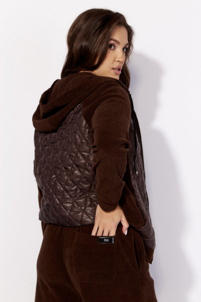 Бежевый демисезонный комплект из куртки и брюк вельвет TAiER 1324 - фото 6