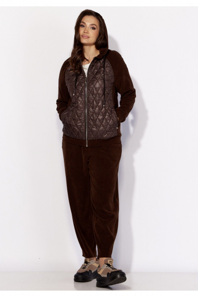 Бежевый демисезонный комплект из куртки и брюк вельвет TAiER 1324 - фото 2