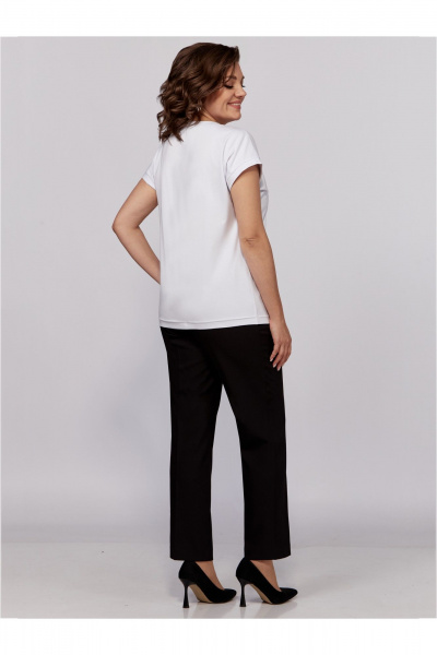 Трикомпонентный деловой комплект: блуза, брюки, жакет Мишель стиль 1100-1 черно-белый - фото 8