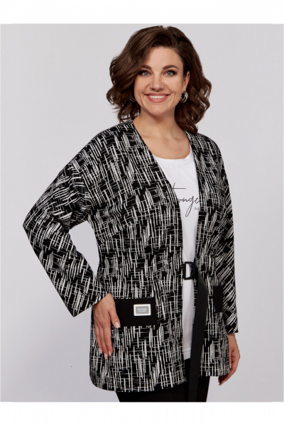 Трикомпонентный деловой комплект: блуза, брюки, жакет Мишель стиль 1100-1 черно-белый - фото 6