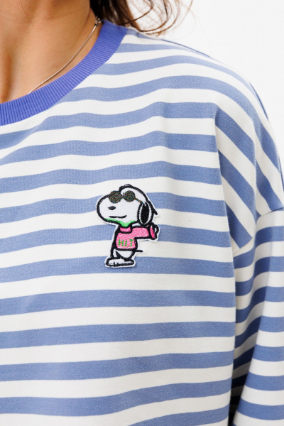 Хлопковый повседневный джемпер unisex с нашивкой HIT 0226 голубой - фото 7