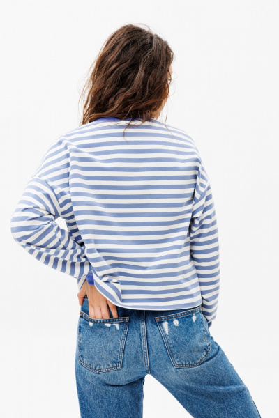 Хлопковый повседневный джемпер unisex с нашивкой HIT 0226 голубой - фото 5