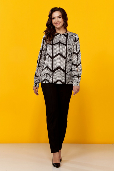 Блуза приталенная женская на каждый день из текстиля MALI 624-046 полька - фото 6