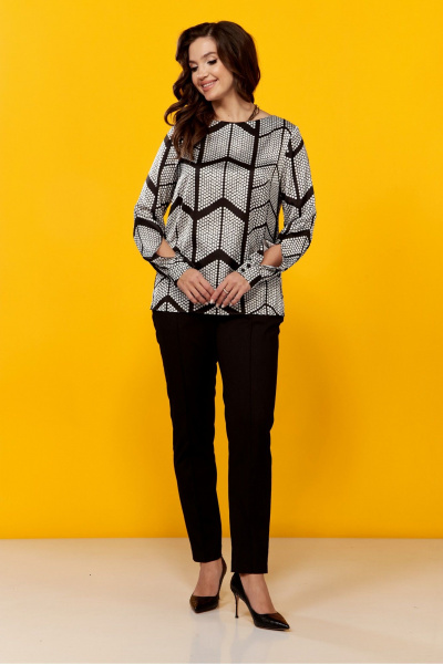 Блуза приталенная женская на каждый день из текстиля MALI 624-046 полька - фото 5