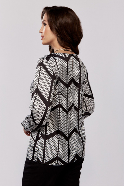 Блуза приталенная женская на каждый день из текстиля MALI 624-046 полька - фото 4