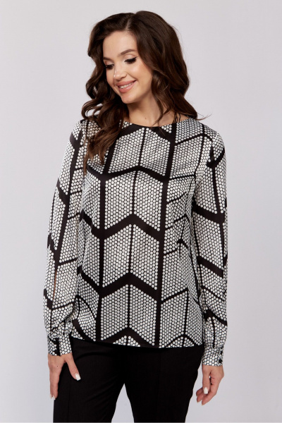 Блуза приталенная женская на каждый день из текстиля MALI 624-046 полька - фото 2