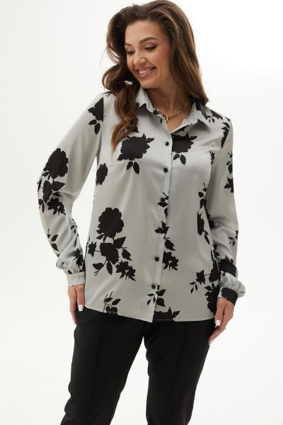 Блуза на стойке из текстиля с застежкой на пуговицы MALI 624-075 розы - фото 2