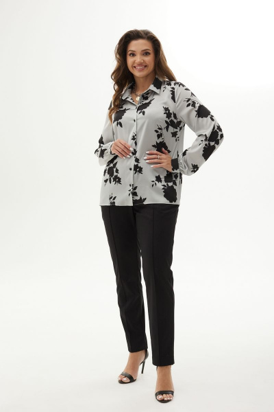 Блуза на стойке из текстиля с застежкой на пуговицы MALI 624-075 розы - фото 3