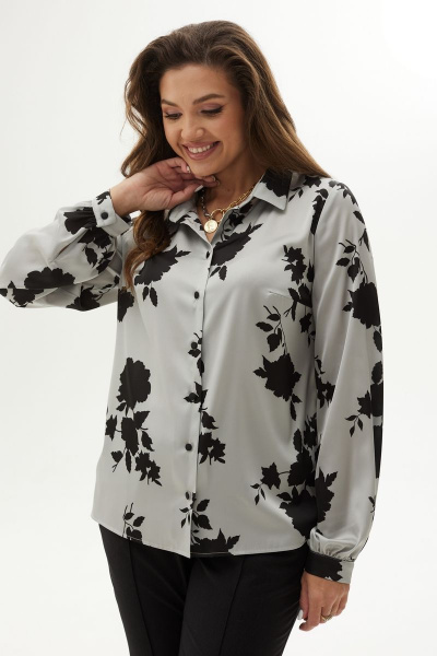 Блуза на стойке из текстиля с застежкой на пуговицы MALI 624-075 розы - фото 5