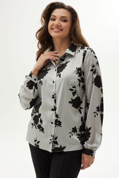 Блуза на стойке из текстиля с застежкой на пуговицы MALI 624-075 розы - фото 6